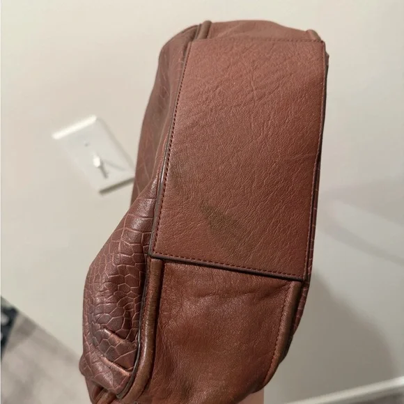 Coach Croc-Embossed Dark Brown Leather Hobo with Tassel - Picture 4 of 4